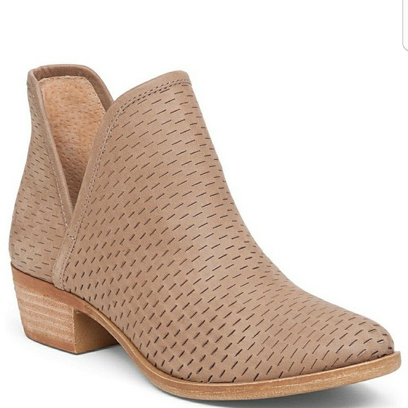 lucky brand bashina nubuck leather block heel booties